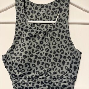 Leopard Print High-Neck Sports Bra